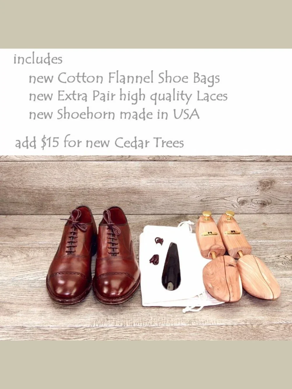 * WORN 1x * $425 Allen Edmonds FIFTH AVE 7 EEE Wide DkChili * add $15 new Trees